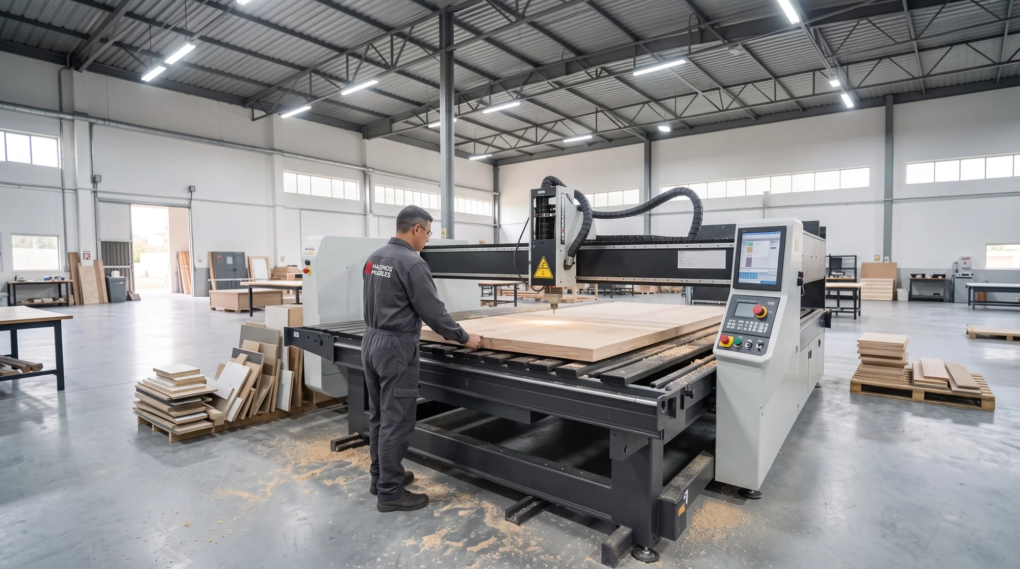 Router CNC cortando un tablero de madera